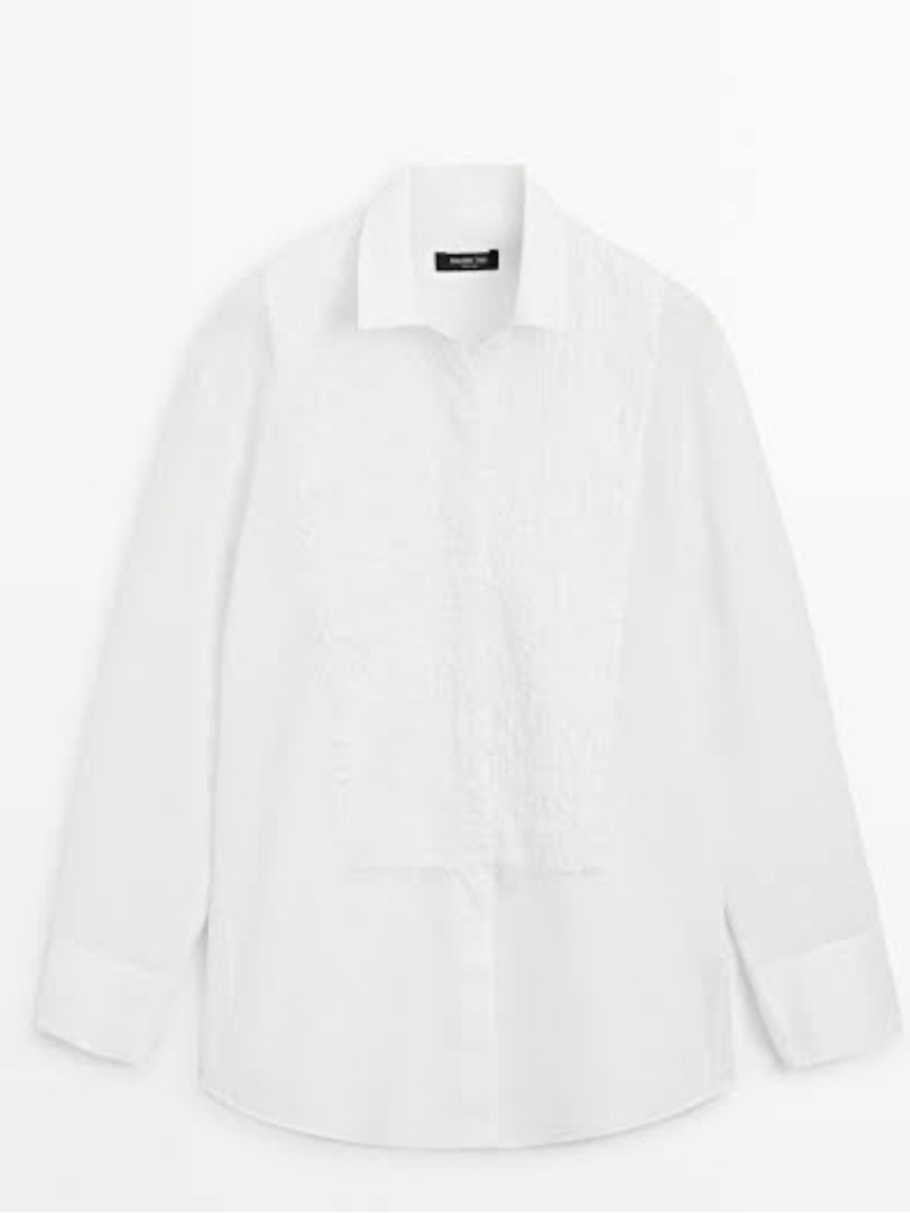 Massimo Dutti NWT white bib front shirt with embroidered detail 5105/705
